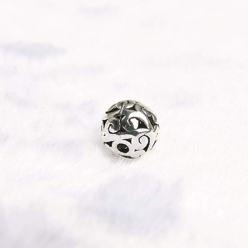 Wixine 20Pcs 12mm Tibetan Silver Carved Patterned Hollow Connector Round Spacer Charm Beads - Image 2